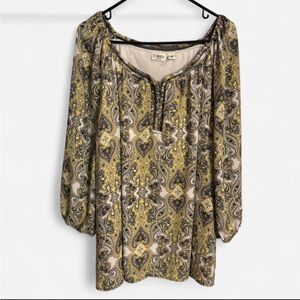 Cato 26/28W Yellow Paisley Boho Blouse